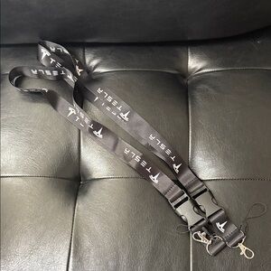 Tesla Black and White Key Holder Lanyard